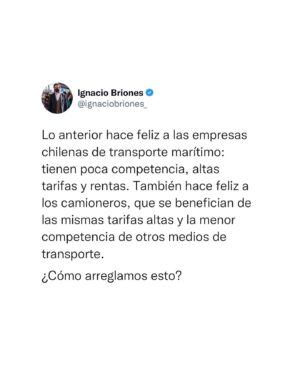 Ignacio Briones Instagram - El reciente paro de camioneros nos ha vuelto a hacer conversar sobre medios alternativos para el transporte de carga en Chile. Uno fundamental, aunque desconocido para muchos, es el cabotaje marítimo. Ya he tuiteado sobre este, pero hoy -a pedido de varios- haremos doble click...