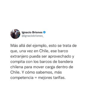 Ignacio Briones Instagram - El reciente paro de camioneros nos ha vuelto a hacer conversar sobre medios alternativos para el transporte de carga en Chile. Uno fundamental, aunque desconocido para muchos, es el cabotaje marítimo. Ya he tuiteado sobre este, pero hoy -a pedido de varios- haremos doble click...