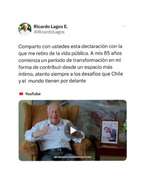 Ignacio Briones Instagram - Emocionantes palabras de @ricardolagose. Gran Presidente, defensor irrestricto de la democracia y de esos ya escasos estadistas, siempre con mirada larga y compleja. Muchos en Chile le estamos agradecidos por su invaluable aporte y ejemplo.