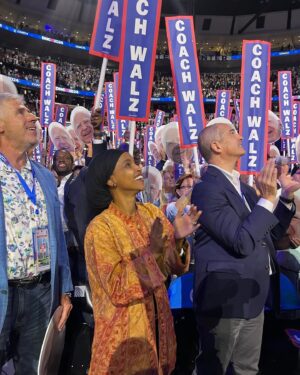 Ilhan Omar Instagram - Filled with joy to see Vice President Kamala Harris and our Minnesota Governor Tim Walz accept their nominations. 

This election will not be won with fear but with hope. It will come down to our willingness to present voters with a vision of what we can accomplish, together. 

Democrats must provide voters with the antidote to Donald Trump, Project 2025, and the attempts to destroy our democracy. The winning message is clear—end the genocide by conditioning aid to Israel, codify Roe, and champion a bold progressive economic agenda that allows everyone to thrive. 

Let’s get to work 💪🏽