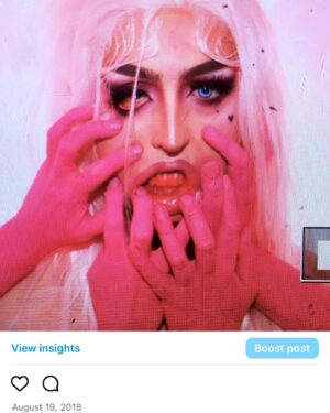 Ilona Verley Instagram - “you don't wanna be changed like it changed me”
✨✨✨✨
TW: Mental Health 
✨✨✨✨
A few years ago I had the idea to do a shoot with colored hands pulling at my face, it was a visual representation of the barriers I face living with OCD. (Swipe to see my OG post that has long been archived…)
When @iiswhoiis dropper the visuals for eat the acid I was so stoked to see her also having a similar concept to suuuuch a powerful song that I felt so much of my own journey in. Great minds think alike and all that! 
As soon as I saw her visuals I knew I wanted to give this concept another shot! 
✨✨✨✨
I’ve been re-navigating a lot of my barriers with my OCD the last few months and coming up with healthier coping skills, re learning what a healthy relationship looks like with my mental health and limiting myself less.
✨✨✨✨
Eyes:
@suvabeauty UV Brights palette
@litcosmetics Party Girl Glitter mix
Brows:
@anastasiabeverlyhills Ebony Dip Brow
Lips:
@maybelline Super Stay Matte Ink in Mover
@limecrimemakeup Mermaids Hi-Lite palette 
✨✨✨✨
Thank you to @hulk_broghen & @coco_klein for being my hands 
Thank you to @megsgiallo for shooting 
Thank you to everyone including mom ( @sandiverley )for helping with the Lighting 
✨✨✨✨
#eattheacid #kesha #hands #meantalhealth #ocd #bodypaint #creativelhotography #teamwork #purple #drag #canadasdragrace