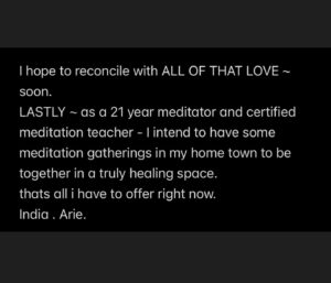 India.Arie Instagram - Take moment to read my 💜 its looks long but its only a 1 min read lol