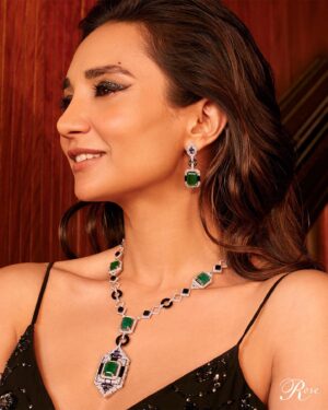 Ira Dubey Instagram - Film and television actress, @iradubey showcases a limelight-worthy look.

She wears masterpieces from @thehouseofrose Opera Collection with stunning grace. The geometric forms of the earrings, cocktail ring, necklace, and bracelet find definition with Diamonds, Emeralds, Black Onyx, and Kinites. Vintage charm meets modern minimalism with this set. 

• OUTFIT: @shehlaakhan

#TheHouseofRose #OperaCollection #RoseJewellery #LuxuryJewellery #DesignerJewellery #Bracelet #Ring #Necklace #Earrings #NaturalDiamonds #Gemstones #Emerald #BlackOnyx #hautejoaillerie