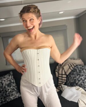 Ivana Miličević Instagram - First time in a corset. Professionally. At first you’re like “tighter , tighter” then you wise up! You’ll have to wait to see what goes on top of it. Shooting in Dublin. :) 1890