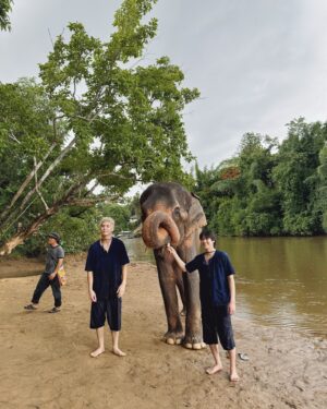 Jackrin Kungwankiatichai Instagram - มาอาบน้ำช้าง (พี่พลอย) ครั้งแรกในชีวิต!! ตื่นเต้ลฝุดๆ🐘🧡