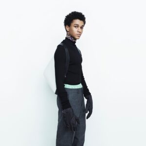 Jaden Michael Instagram - Black gloves   white bag = Jaden❤️Prada 

photo by @willyvanderperre #PradaFW22 #Prada #JadenMichael