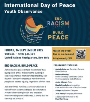 Jaden Michael Instagram - Im back at the @unitednations 
AND
What an honor to be invited as a speaker for The International Day of Peace. 
In discussion of this years powerful theme “End Racism, Build Peace,” 
I will be joined by @antonioguterres @melissarfleming @maulikpancholy @ashlynso_ and a performance by @bluemangroup 

Watch us on Media.un.org  On Demand 

Bit.ly./peaceday2022

Join us in Observance of 
#peaceday