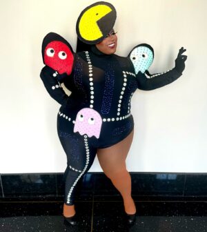 Jaidynn Diore Fierce Instagram - That’s MS. PAC-MAN if ya nasty ⚪️⚪️⚪️⚪️⚪️⚪️ I had a blast doing 80’s Rock drag brunch with @flipphoneevents. Full costume and makeup by @jaidynnfierce 💄👗❤️ #jaidynndiorefierce #rupaulsdragrace #flipphonevents