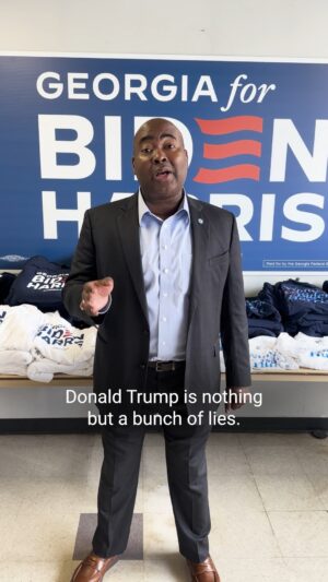 Jaime Harrison Instagram - Last night, we saw once again that Donald Trump is nothing but a bunch of lies. 

Folks here in Georgia are fired up and ready to vote for @JoeBiden because he’s the candidate fighting for us every single day.