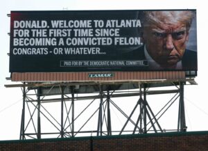 Jaime Harrison Instagram - We wanted to give Donald Trump a special welcome to Atlanta… we’ve got five of these billboards across town, so he won’t miss it 👀