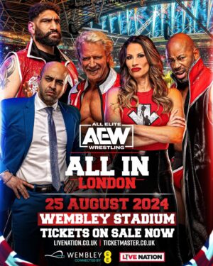Jamar Shipman Instagram - Let’s go!!! @AEW will return to @wembleystadium Wembley Stadium in 2024 over the Bank Holiday on Sunday 25th August, #AEWAllIn London.

Tickets are on sale now from £30!
🎟 https://www.livenation.co.uk/artist-all-elite-wrestling-1416841