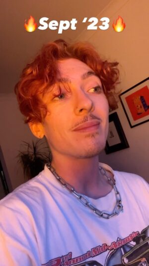 Jamie Hensley-Davies Instagram - yeeehaw I’ve been on T for over a year!! 
haha and what a zany year it’s been :’D
…I wonder if year two will bring a connected sideburn and chin fuzz haha

#transjoy #transguy #transmasc