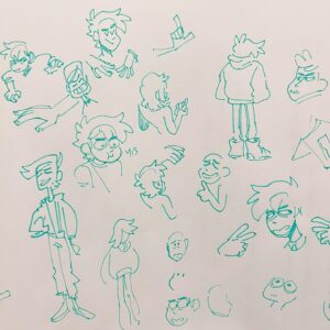 Jamie Hensley-Davies Instagram - some studies & me. 
green ink is so ‘23.
was that a haiku?

#sketches #sketchbook #doodles