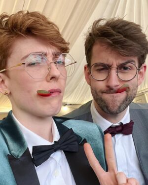 Jamie Hensley-Davies Instagram - can confirm, joy is real. i felt it in stupid amounts wearing this suit :D

#gendereuphoria #ialsogotsomanycompliments #likefromtotalstrangers #atawedding #evenwithmydorkydancing