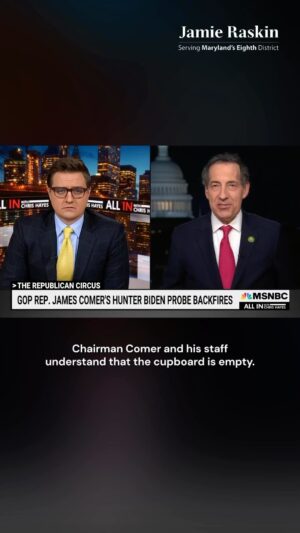Jamie Raskin Instagram - The next time Republicans cry obstruction, remember that they rejected Hunter Biden’s offer to testify in public.

James Comer realizes a little sunlight would expose his impeachment probe for the sham it is.