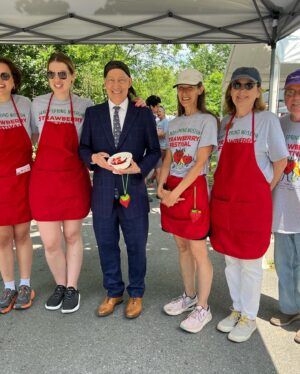 Jamie Raskin Instagram - Enjoyed a delightful Sunday morning visiting with lots of happy Marylanders and Sandy Spring Museum Executive Director Allison Weiss at their spectacular Strawberry Festival, complete with Sandy Spring strawberry shortcake!