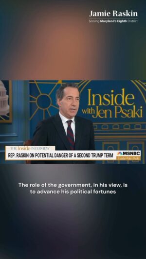 Jamie Raskin Instagram - Donald Trump is working out of the authoritarian playbook: attacking the rule of law, denying his election losses, legitimizing political violence.

Calling his political opponents “vermin,” Trump wants to return to government as Vladimir Putin—or worse.
