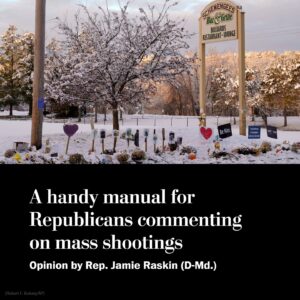 Jamie Raskin Instagram - “On the day Mike Johnson (R-La.) became House speaker, 18 Americans were massacred and 13 injured by a mass shooter in Lewiston, Maine — but Johnson’s comments the next day already showed deft command of what is obviously the GOP’s Mass Shooting Rhetorical First-Response Protocol. In the event that Johnson is deposed and another Republican is chosen as speaker and needs a primer — and for the benefit of all members of Congress following National Rifle Association message discipline — I have compiled this guide,” Rep. Jamie Raskin (D-Md.) writes in an op-ed.

“Beginning with a quote from Johnson, it assembles phrases that have worked well to bury the vast majority of mass shootings in the United States — including the more than 600 recorded in 2023, according to the Gun Violence Archive — in pious nonsense, logical contradiction and legislative inaction. Please copy and paste as needed.”

⛓️‍💥Visit the link in the bio of @PostOpinions to read Rep. Raskin’s op-ed.