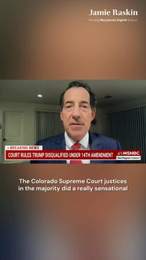 Jamie Raskin Instagram - This is a case brought by Republicans to bar Trump from the GOP ballot because of his participation in insurrection, a rule added to the 14th Amendment by Republicans.

Insurrection, Lincoln said, attacks the people’s right to choose their leaders.