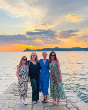 Jane Moore Instagram - My friends kindly invited me to Croatia for a short break and some sunshine. Except the weather didn’t get that memo. It rained biblically for the first three days, forcing me to purchase this rather fetching pac-a-mac for my day trip on the ferry to Dubrovnik which, as you can see if you swipe left, was experiencing an unprecedented downpour. But luckily, the sun put its hat on for my last day before heading to the airport to discover the BA flight was delayed and we didn’t eventually land until 2am 💃But it was still great fun and thankfully my teeth (which appear to be missing in photo one) have now grown back. Hope you’ve all been enjoying the UK heatwave whilst I’ve been away 😂 #dubrovnik #croatia #lopud
