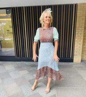 Jane Moore Instagram - Is it windy? I hadn’t noticed 🥶. Dress by @rixo shoes by @officeshoes @loosewomen