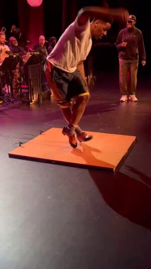 Jared Grimes Instagram - Figuring out the new floor in tech be like…
#soundcheck #jazzatlincolncenter #wyntonmarsalis #jazzatlincolncentergala #tapdance #taptuesday