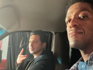 Jared Grimes Instagram - Rolling with the homie🙌🏾 💙✈️ #behindthescenes #manifestfinalseason #manifestnetflix #manifesters