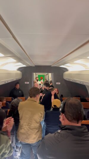 Jared Grimes Instagram - The bosses wrapping the amazing @holly_taylor after her epic final scene 🙌🏾 @manifestonnetflix #behindthescenes #manifestfinalseason #manifesters #manifestnetflix #flight828