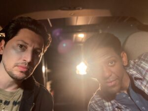 Jared Grimes Instagram - Rolling with the homie🙌🏾 💙✈️ #behindthescenes #manifestfinalseason #manifestnetflix #manifesters