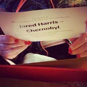 Jared Harris Instagram - Thank you to @bafta for sending my award for #ChernobylHBO to Mum’s house. Better late than never, and Mum was thrilled to receive it on my behalf. Yes, it was awarded early in 2020; the plague held it up until now. Nevertheless, knowing Mum could enjoy reading the card & being the first to hold it, brings me the greatest joy imaginable. Bless you, @bafta. I love you, Mum; I’m relieved you have it in your safe hands. How miraculous that “better late than never” is the true award in this case.

#BAFTA
#ChernobylHBO
#AwardsSeason
#TeamHarris