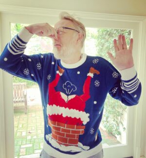 Jared Harris Instagram - Three outfits of Christmas. Pajamas. Chef. Ugly Sweater. 

#TeamHarris
#ChristmasClothes 
#UglySweater