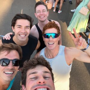 Jared Reinfeldt Instagram - First @hyroxamerica relay in the books this Saturday.  Even with four of us, we couldn’t keep up with Sammy 😂. We all really took a beating—my butt has never been more sore. Still slayed tho, obviously. 

And then, @pridefit 5k on Sunday, with the most gorgeous group of runners, joggers, and walkers enjoying a perfect day in Central Park to benefit @out.fdn Two-time champion @gradykeefe took the crown for the third time, despite my attempts to bribe someone—anyone!—to beat him. 

Also, if anyone from Hyrox reads this…we can’t find our official score 😂. Help a girl out or I will be forced to claim it as 54 minutes. Sorry!