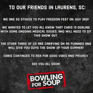 Jaret Reddick Instagram - 🧨 See you tomorrow!

BowlingForSoup.com