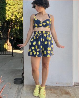 Jasika Nicole Instagram - Summer is for coordinating sets! I’ve had vintage repro simplicity 1426 in my stash for a long time and *finally* got inspired to make  it. The top has lots of cute views and I could have made any of them work with these #gojishorts by @deer_and_doe_patterns , a very cute pattern I’ve made once before, but this combo is 🤌🏽. Goji has an elastic waist, lots of ease and it looks like a skirt at first glance (altho the pattern comes with a skirt version as well). I think these would be cute lengthened to pants, too- maybe I’ll try that one day. Fabric is a nice cotton I got at the last LA fabric swap and the shoes are by @melissashoes_id which are the perfect color for 50% of my wardrobe (curated color palette is really shining brightly for me lately) and are surprisingly light weight and got me through an entire week of vaycay in NYC with no real blisters (I preemptively bandaged up the pinky toes to be safe which was a good call). This was the only clothing I made expressly for my NYC trip and though it hung out on my friend’s couch for most of the day while we ate olives and bacon, a random lady on Bedford yelled out “You look ADORABLE!” on my way there and I honestly couldn’t ask for more than that cause let me tell you what Brooklynites are NOT trying to do- give you compliments just for the hell of it. Thank you, random lady, thank you to all my NYC friends who hung out with me and showed me so much big love (except for my one friend who stood me up, you know who you are lol) and thank you NY for continuing to be my very favorite city on the planet, garbage smells and all🙏🏽
