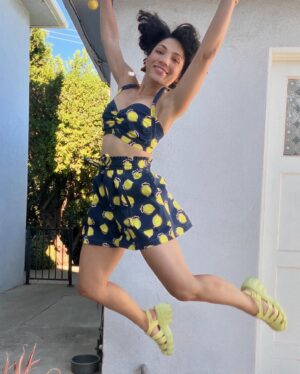 Jasika Nicole Instagram - Summer is for coordinating sets! I’ve had vintage repro simplicity 1426 in my stash for a long time and *finally* got inspired to make  it. The top has lots of cute views and I could have made any of them work with these #gojishorts by @deer_and_doe_patterns , a very cute pattern I’ve made once before, but this combo is 🤌🏽. Goji has an elastic waist, lots of ease and it looks like a skirt at first glance (altho the pattern comes with a skirt version as well). I think these would be cute lengthened to pants, too- maybe I’ll try that one day. Fabric is a nice cotton I got at the last LA fabric swap and the shoes are by @melissashoes_id which are the perfect color for 50% of my wardrobe (curated color palette is really shining brightly for me lately) and are surprisingly light weight and got me through an entire week of vaycay in NYC with no real blisters (I preemptively bandaged up the pinky toes to be safe which was a good call). This was the only clothing I made expressly for my NYC trip and though it hung out on my friend’s couch for most of the day while we ate olives and bacon, a random lady on Bedford yelled out “You look ADORABLE!” on my way there and I honestly couldn’t ask for more than that cause let me tell you what Brooklynites are NOT trying to do- give you compliments just for the hell of it. Thank you, random lady, thank you to all my NYC friends who hung out with me and showed me so much big love (except for my one friend who stood me up, you know who you are lol) and thank you NY for continuing to be my very favorite city on the planet, garbage smells and all🙏🏽