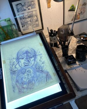 Jeff Lemire Instagram - Swipe to see the creation of a FISHFLIES cover. From initial sketch to final painted image.