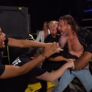 Jeffrey Jarrett Instagram - While @reneepaquette was getting comments from @realjeffjarrett following his Anything Goes match against @bryanldanielson on #AEWDynamite, there was an incident involving Jarrett and @hangmanadampage!