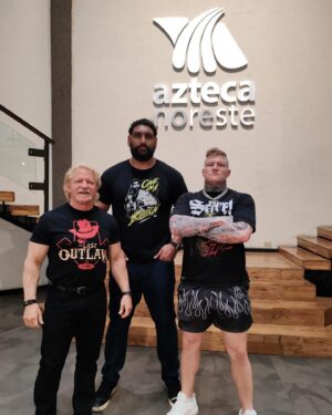 Jeffrey Jarrett Instagram - @realjeffjarrett   @theparkerboudreaux   @hellosatnam 

@luchalibreaaa Media Day #TriplemaniaXXXII Monterrey 

LIVE on @fitetv