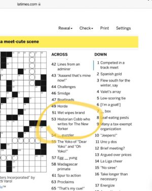 Jelani Cobb Instagram - That very strange point where you actually become an answer in the Los Angeles Times crossword puzzle. 😳