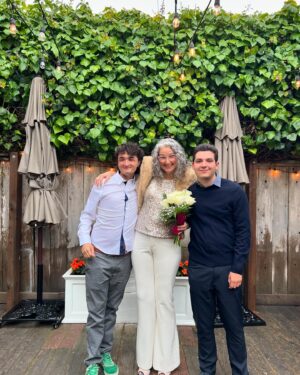 Jen Gunter Instagram - I am not sure what happened to the caption but I think everyone figured it out! I married the love of my life @drjenadjacent.

My son did my make up. My best friends were there. My kids were awesome. And I make my own bouquet from Walgreens that day.