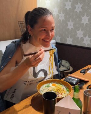 Jennifer Garner Instagram - Dream trip to Japan: a to do list. 🇯🇵
1 - Always find a boat (🥂 for extra points) 
2 - Visit every temple and shrine, bow clap pray. But first: purify.
3 -  Sit still. Tenryu-ji.
4 - Pretend to be 😎✌️for Tokyo. 
5 - Can this guy visit LA, please? 🐱
6 - Kinkaku-ji Golden Pavilion. What a beautiful world. 
7 - Tidy does it! (slurp). 🍜 
8 - Listen to the morning in Ise-Shima 🔊 
9 - Oyster farmers are wonderful, too. 🦪 
10 - Deadpool.  行こう、行こう ♥️💛
11 - When seeing is a prayer. 
12 - 👀 ⬆️ 
13 - No mud, no lotus. 🪷 
14 - Honor the life forces that feed us. Thank you, abalone. (aka: the triumph of the former picky eater 🙋🏻‍♀️) 
15 - Sometimes: 🍺