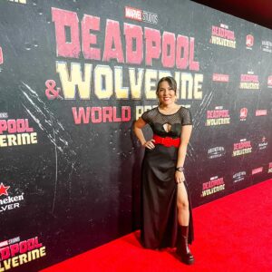 Jenny Lorenzo Instagram - Y’all, I am still on cloud 9 after hosting the @marvelstudios DEADPOOL & WOLVERINE premiere in New York City alongside @jamesarthurm and @langstonbelton who helped me feel right at home. 

The cast and crew of this film are so wonderful, charming and down to earth. A lot of love and care went into the making of this film and you can tell. ❤️💛

I told my imposter syndrome to stfu because I’ve certainly come a long way since being Kevin Feige’s assistant on Iron Man 3 to interviewing him on the red carpet 10 years later. 🥹 

LET’S F🤬ING GOOOO!

Dress from @sugarstitchclothing