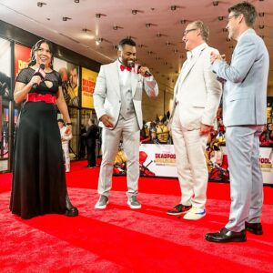 Jenny Lorenzo Instagram - Y’all, I am still on cloud 9 after hosting the @marvelstudios DEADPOOL & WOLVERINE premiere in New York City alongside @jamesarthurm and @langstonbelton who helped me feel right at home. 

The cast and crew of this film are so wonderful, charming and down to earth. A lot of love and care went into the making of this film and you can tell. ❤️💛

I told my imposter syndrome to stfu because I’ve certainly come a long way since being Kevin Feige’s assistant on Iron Man 3 to interviewing him on the red carpet 10 years later. 🥹 

LET’S F🤬ING GOOOO!

Dress from @sugarstitchclothing