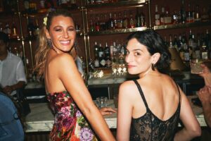 Jenny Slate Instagram - Congrats to @blakelively , a true example of confidence, kindness, and blazzzzzing bright talent. What a pleasure to join you in this work and general party time!

Makeup: @kirinstagram 
Hair: @hairjordan 
Dress: @collinastrada
Jewels: @catbirdnyc