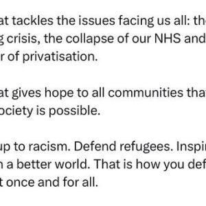 Jeremy Corbyn Instagram - When politicians demonise migrants, the far right listen. 

When they say refugees should be “sent back to where they came from”, the far right listen.

When they complain about asylum seekers staying in hotels, the far right listen. 

Let’s promote a message of unity instead.

One that tackles the issues facing us all: the housing crisis, the collapse of our NHS and the disaster of privatisation. 

One that gives hope to all communities that a fairer society is possible.

Stand up to racism. Defend refugees. Inspire belief in a better world. That is how you defeat the far right once and for all.