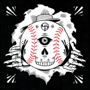 Jeremy Fish Instagram - I drew this last Wednesday during the second game of my Artist In Residence project with the @sfgiants in the Cloud Club section of @oraclepark. The Giants lost.

SF Giants Residency Drawing 2
"The VCJ Tribute"
11" x 11" / ink on paper

Wednesday May 29th San Francisco Giants vs. Philadelphia Phillies. Nick Castellanos had a two-run homer among his three hits, Cristopher Sánchez struck out seven in six scoreless innings and the MLB-leading Phillies beat the Giants 6-1 on Wednesday to snap a three-game losing streak

🎥 @jeremymcnamara_