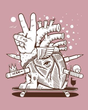 Jeremy Fish Instagram - My next solo exhibition "The Head Versus The Heart" opens a few days after my 50th birthday next month at the WAG Gallery in Tokyo Japan. These drawings deal with listening to your head or your heart when making important life choices, and reminding yourself that the pen will always kick the swords ass. Curated by @hidden_champion and hosted by @ftcjp