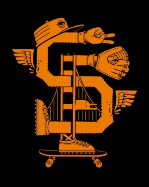 Jeremy Fish Instagram - Please join me this Saturday May 18th @oraclepark for "Skate Day" with the @sfgiants and @spitfirewheels . The first 15,000 fans will receive a free long sleeve hooded shirt with my artwork on it. My design was inspired by San Francisco's historic legacy of both baseball and skateboarding. I will also be officially throwing out the first toss at the game...

There will be a Skate Jam in McCovey Cove that will take place from 10:45 a.m.-1:05 p.m before the game starts. Featuring @chicobrenes @jackcurtin & @eli_p_williams skating a ramp on a barge in the cove! 

Tickets and info for Saturday's game are available at sfgiants.com/skate. Hope to see you there! 🧡⚾️🖤