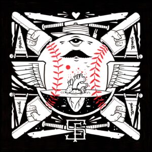 Jeremy Fish Instagram - I drew this on Saturday & Sunday 6/15-6/16 during the 10th and 11th games of my Artist In Residence project with the @sfgiants in the Cloud Club section of @oraclepark. 

SF Giants Residency Drawing 10
"The Fickle Fans"
11" x 11" / ink on paper

Saturday June 15th San Francisco Giants vs. The Los Angeles Angels. Luis Rengifo hit a go-ahead RBI single in the seventh inning, Logan O’Hoppe hit a two-run homer and the Angels rallied to beat the Giants 4-3. Sunday June 16th Jorge Soler hit a three-run homer in San Francisco's nine-run fourth inning and the Giants beat the Angels 13-6 on Sunday to avoid a three-game sweep.

🎥 @jeremymcnamara_