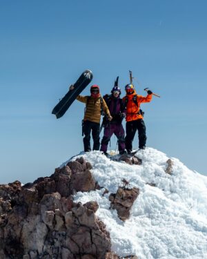 Jeremy Jones Instagram - Caught a brief opening of the portal between wind storms and chased the kids up to their first summit.
Very inspiring seeing @kaijonesski stand on the 14 thousand foot summit 14 months after breaking both his legs! 
🙌 to @cassjonessnow for his first summit while eating eight beef sticks along the way.
Also to @powder_chicken on his first summit and incredible photos he shot along the way.
